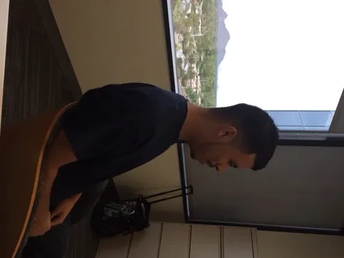 Employee demonstrating posture at office desk