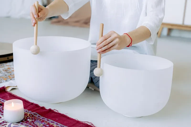 Crystal singing bowls for sound healing meditation sessions